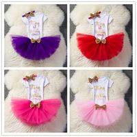 Grenouillère pour bébé fille 1er anniversaire Body Tutu Jupe Ensemble Vêtements pour bébé fille nouveau-né Robe d'un an
