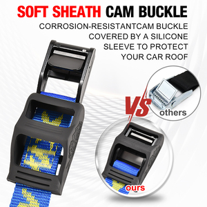 Tùy chỉnh đa chiều dài 1500lbs phá vỡ sức mạnh cao su bảo vệ cam khóa Tie thăng trầm lashing Dây đai cho Kayak vận chuyển hàng hóa - Product Image 4