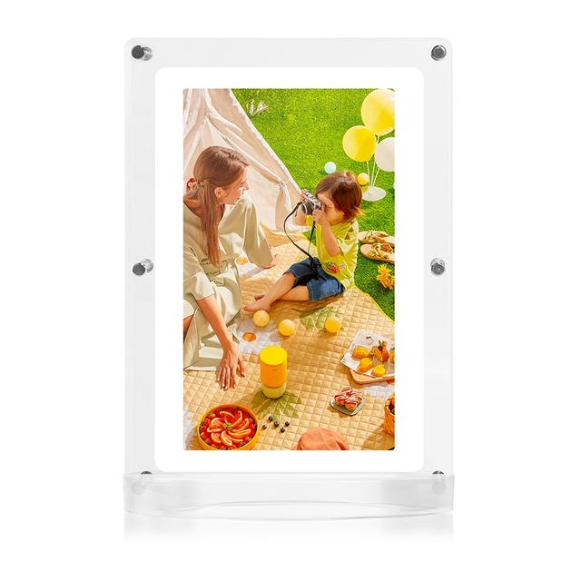 Digital Photo Frame 7" Smart Wi-Fi Waterproof Acrylic IPS Type-C 4GB White with Video Playback