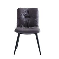 Chaise de salle à manger de luxe, style chaise d'appoint, structure métallique, revêtement en cuir PU, dossier capitonné, mobilier moderne pour la maison, le bureau et la salle à manger