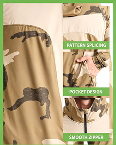 เสื้อแจ็คเก็ตตกปลาแบบมีฮู้ดลายพรางสำหรับผู้ชาย UPF 50+ แห้งเร็ว แขนยาว ป้องกันแสงแดด เหมาะสำหรับกิจกรรมกลางแจ้ง - Product Image 3