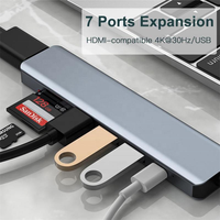 Base de Conexión Multipuerto Tipo C 7 en 1 de Alta Calidad, Hub USB C con Puertos HDMI 4K y USB 3.0, Adaptador Multifunción para Laptop y PC