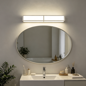 COMBO Applique murale LED en acier inoxydable, abat-jour rectangulaire en verre blanc, lumière blanche neutre 4100K pour salle de bain, design minimaliste - Product Image 5