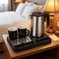 Bouilloire électrique sans couture 0,8 L, double, pour chambre d'hôtel, protection de sécurité à domicile, ensemble plateau