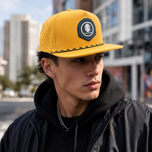 Casquette de golf à cinq panneaux avec patch en silicone, logo personnalisé, haute qualité, faible MOQ, casquette snapback respirante et durable pour homme, idéale pour l'extérieur - Product Image 5