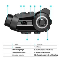 Intercom pour casque de moto S3 Plus avec nouvelle autonomie de batterie longue durée, caméra HD 2K et partage de musique