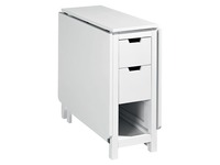 Meubles de salle à manger en vente directe d'usine table en bois pliante blanche avec 2 tiroirs et étagère de rangement inférieure