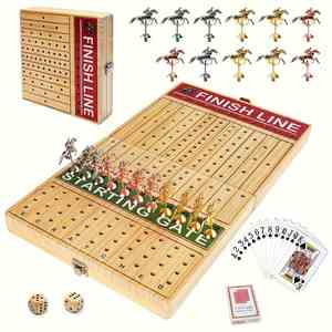 Juego de Mesa de Carreras de Caballos, Tamaño Grande de 21 Pulgadas, con 11 Caballos Metálicos, Tablero Plegable, Juego Familiar para Fiestas - Product Image 1