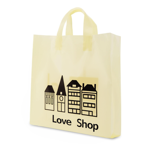 Grand sac en plastique coloré de remerciement pour vos achats de vêtements imperméables au détail avec logo personnalisé - Product Image 1