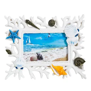 आधुनिक सागर कोरल फोटो फ्रेम दस्तकारी टेबलटॉप गौण कस्टम राल फोटो फ्रेम