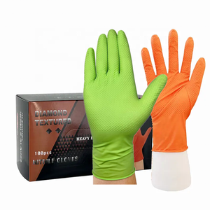 Industrial Heavy Duty 8mil M 8.0g Diamond <strong>Grip</strong> Texture Durable Thick <strong>Green</strong> Black Blue Orange Disposable Nitrile <strong>Gloves</strong> - Product Image 2