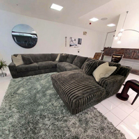 Canapé d'angle modulaire moderne en tissu velours côtelé et lit de cinéma convertible, ensemble de meubles de salon en mousse et bois encastré, vente en gros