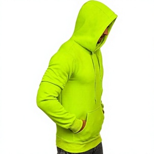 Sweat-shirt à capuche en polaire pour homme Long Mission Industry, vert lime, coupe classique, décontracté, avec poche avant, respirant - Product Image 2