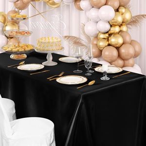 Light Gold Satin Tablecloth 54 X 87 Inches Square Cloth Bright Silky <b>Table</b> <b>Cover</b> Overlay <b>Dining</b> Tablecloths for Wedding - Product Image 4