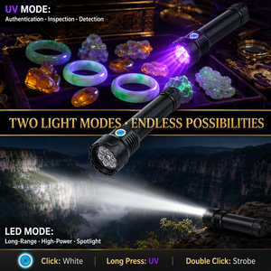 WOSEN UV Purple 395nm Dual Source strong <b>light</b> <b>LED</b> Flashlight <b>Rechargeable</b> 400m 24H IP54 Aluminum Inspection Torch - Product Image 4