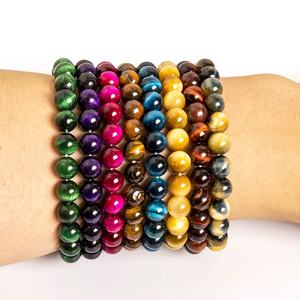 Pulsera de cuentas de piedra de ojo de tigre natural de lujo de alta calidad para hombres y mujeres - Product Image 2