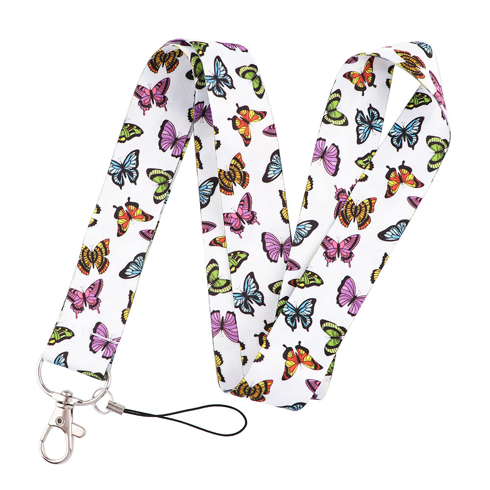 Wholesale Satin Lanyards Fashion Butterfly Design Lanyards Student Work Nurse Card Holder Accessories Phone Lanyard Custom Logo Image 5