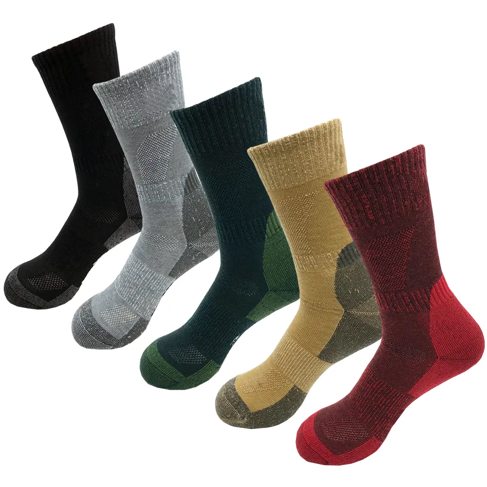 Custom Logo Multi-Color Outdoor Moisture Wicking Thermal Trekking Merino Wool Hiking Socks