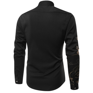 Vestidos de manga larga para hombre, ropa informal con logotipo personalizado, camisas de vestir estampadas de oficina para hombre, imagen de tela de punto teñida lisa - Product Image 4