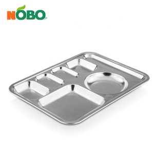 Bandeja de Comida de Acero Inoxidable para Uso Escolar, Bandeja de Comida Rápida para Cafetería con 7 Compartimentos - Product Image 5