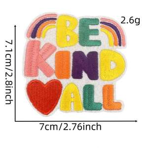 สินค้าขายดี ลายคำพูดตลกๆ น่ารักๆ เช่น "Be Kind" "Hi" "Hello" "Pow Wow"  แบบรีดร้อน ปักลาย ป้ายโลโก้สั่งทำ สำหรับงาน DIY - Product Image 6
