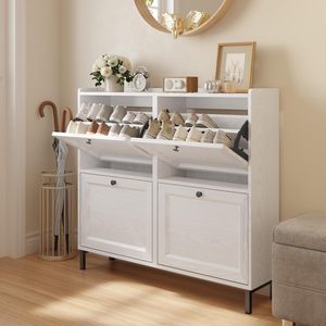 Nordic Style Steel <strong>Small</strong> Flip Shoe Storage <strong>Cabinet</strong> for Apartment Entrance and <strong>Hallway</strong> Shoe Rack - Product Image 4