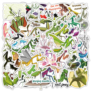 50PCS Cartoon insect playing mantis cute <strong>bug</strong> sticker - Product Image 1