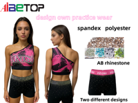 Vêtements de danse et de cheerleading pour compétition et entraînement, personnalisés en gros, avec impression de logo et strass intégrés, design gratuit.