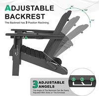 Chaise Adirondack moderne en HDPE avec 2 porte-gobelets, dossier réglable en 3 positions, imperméable, portable et confortable (stock US)