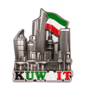 Aimant de réfrigérateur souvenir en métal antique personnalisé avec le drapeau national du Koweït pour la vente en gros - Product Image 1
