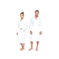 Peignoir de bain en coton de luxe blanc, peignoir gaufré pour hôtel, serviettes de bain et peignoirs, style classique, peignoirs unis teints.