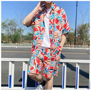 ราคาขายส่ง เสื้อเชิ้ตผู้ชายแขนสั้นคอตั้งลายดอกไม้ผ้าฝ้าย 100% พิมพ์ลายตามสั่ง ชุดลำลองสำหรับใส่ไปชายหาดช่วงฤดูร้อน - Product Image 3