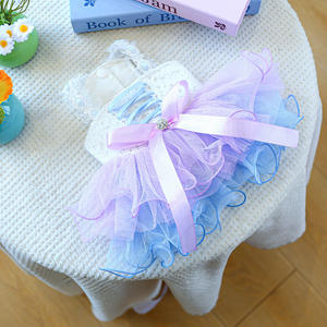 <strong>Graceful</strong> Spring Summer Wedding Dress for Dogs Elegant Polyester <strong>Pet</strong> Yarn Dress with Printed Pattern - Product Image 4