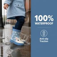 Bottes de pluie pour enfants en caoutchouc imperméables, doublées polaire, antidérapantes, motif lapin 3D, fourniture directe usine