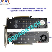 Tarjeta de Expansión PCI-E 4.0 16X a 4 * M.2 Key-M con Ventilador de Refrigeración para SSD NVMe M2 2280, Compatible con Bifurcación PCIe X4X4X4X4