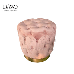 Latest Comfortable Leisure Velvet Round Stool <strong>Pouffe</strong> Ottoman Footstool Chair - Product Image 6