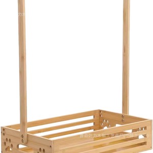 Wooden <b>Clothes</b> <b>Rack</b> For Pets And Kids Bedroom Floor Standing Portable Storage Organizer With Crate And Hangers - Product Image 5