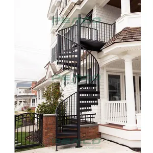 आधुनिक अनुकूलित पूर्वनिर्मित सीढ़ियों मामले डिजाइन स्टेनलेस स्टील आउटडोर सर्पिल सीढ़ी