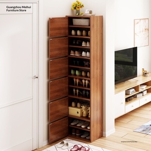 Meuble à chaussures en bambou pour entrée de maison, surélevé, grande capacité, anti-poussière, rangement vertical, simple, ultra-étroit, multifonctionnel, petit format - Product Image 2