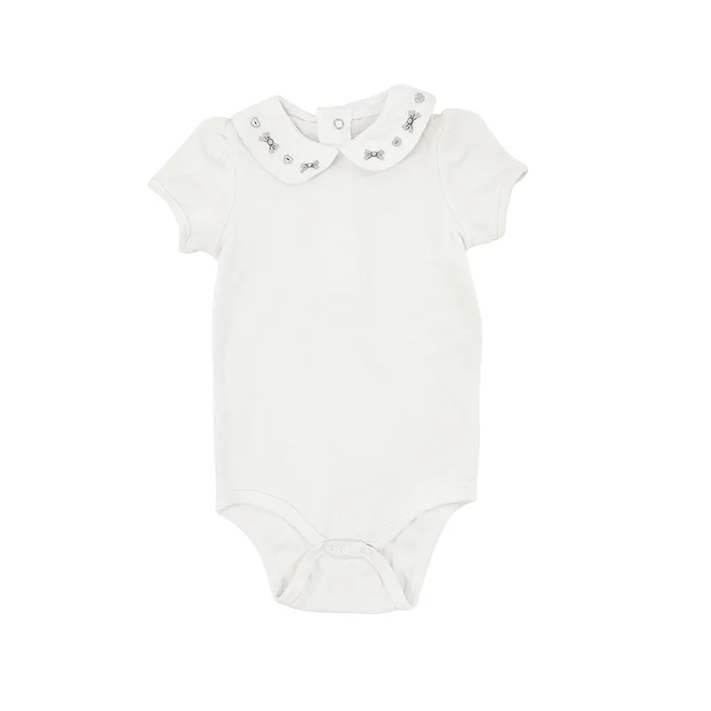 Kualitas tinggi 100% katun Combed pakaian bayi putih kosong kustomisasi grosir baru lahir Romper bayi