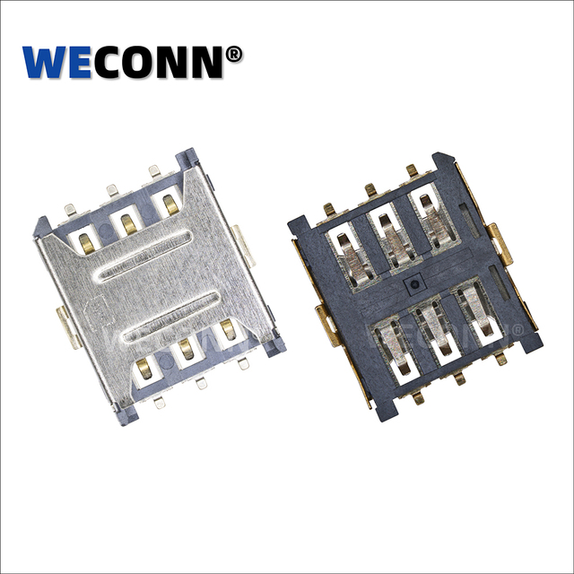 WECONN WL-SIM135-NA0 6PIN+0 H=1.35mm Push-Pull Nano SIM Card Connector Socket Customizable ISO9001/IATF 16949 Certified