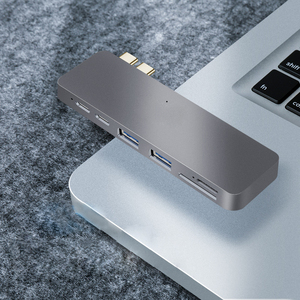 7 en 1 double <span class=keywords><strong>adaptateur</strong></span> de concentrateur USB Type C Compatible USB3.0 lecteur de carte <span class=keywords><strong>SD</strong></span>/<span class=keywords><strong>Micro</strong></span> <span class=keywords><strong>SD</strong></span> Station d'accueil pour ordinateur portable pour MacBook Pro - Product Image 4