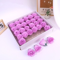 Aierflorist 30 pièces par boîte Têtes de roses en cristal brillant, roses bleues simulées, roses poudrées or pour la fête des mères