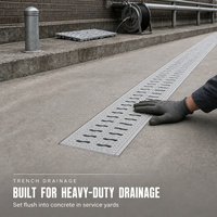 Caniveau de drainage linéaire en PRF résistant aux UV, à flux fluide, en fibre de verre, pour parcs, routes et allées d'usines