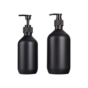 Bouteille en plastique noir mat Yuanmai Suge 300ml 500ml, pompe à lotion, distributeur de shampoing et d'après-shampoing, forme cylindrique - Product Image 5