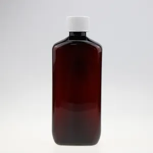 25pcs-16 oz ओवल एम्बर तरल चिकित्सा फार्मेसी के लिए लाल लेखन सीआरसी कैप्स और सील के साथ प्लास्टिक की बोतलों आपकी सुरक्षा