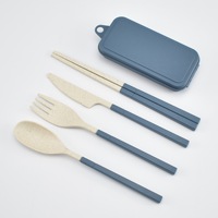 Nouvel ensemble de couverts pliables en paille de blé, couverts portables en plastique, ensemble d'ustensiles de voyage détachables