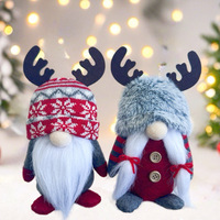 Paigo 2026 Nuevo Gnomo de Navidad Rojo y Gris, Muñeco de Peluche sin Rostro de Anciano, Adorno Creativo de Reno Rudolph con Astas, Estilo Europeo-Americano