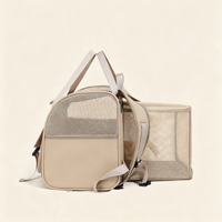 Sac à dos de transport pour animaux de compagnie en PU, extensible, élégant, luxueux, respirant, léger, portable, à double bandoulière, pour chat