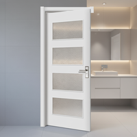 Porte intérieure moderne en bois blanc avec verre dépoli transparent, 3 panneaux, style Shaker, apprêtée blanche, taille personnalisable, pour hôpital